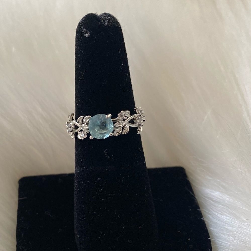 Silver Light Blue Stone Ring 7 - Picture 12 of 12